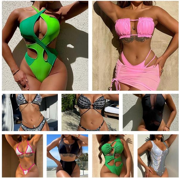 2024 Schwimmen Badebekleidung Luxus-Designer-Bikini-Badebekleidung Dreieck Split-Badeanzug sexy Goldstahlhalter mit unregelmäßigen Streifen Yakuda Sport Großhandel dhgate
