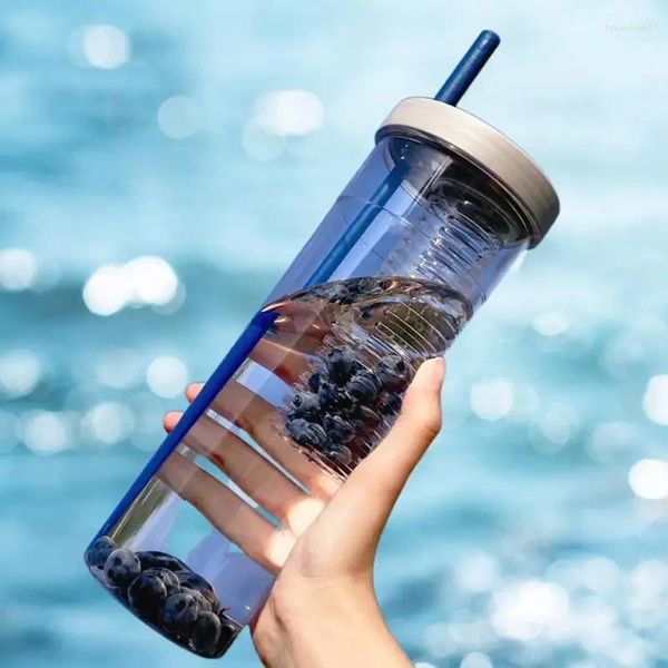 Tumbler 700ml Kuru Islak Ayırma Meyve Kupası Limon Filtre Su Şişesi Samanlı Açık Hava Spor Öğrencileri Fitness