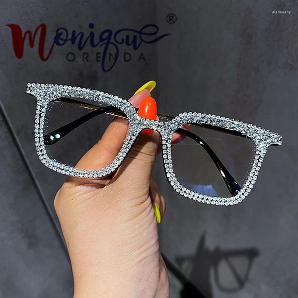 Óculos de sol 2024 anti-azul luz mulheres óculos quadrados quadro marca designer bling óculos quadros claros
