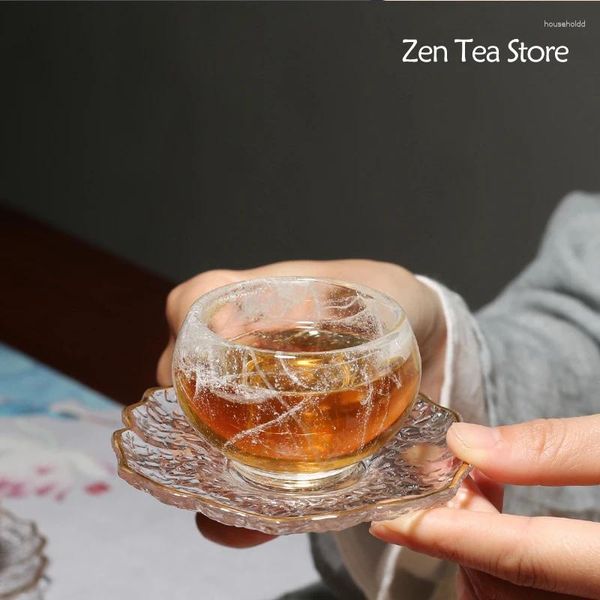 Tazze da tè Tazza da degustazione in vetro resistente al calore Ceramica opaca semi-nebbia Ciotola Zen Set Kung Fu Bicchieri Mug Master