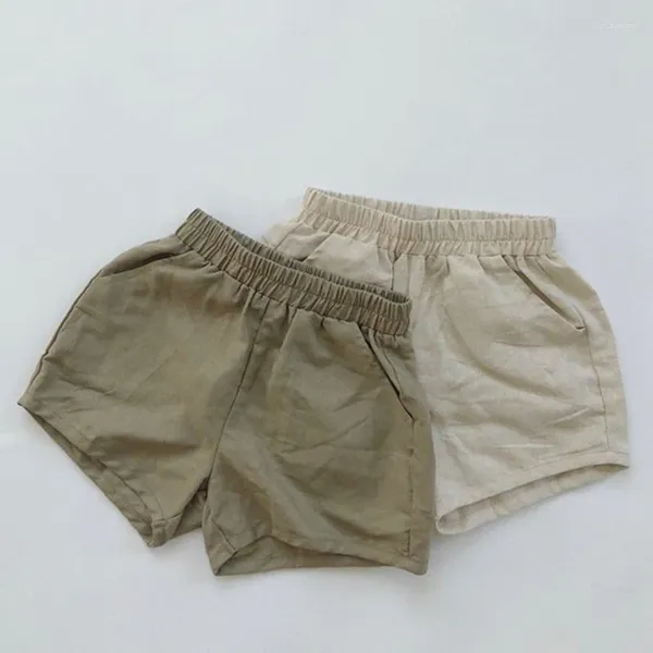 Shorts verão crianças bebê menino menina calças cor pura casual moda coreana algodão elástico esportes 1-7y