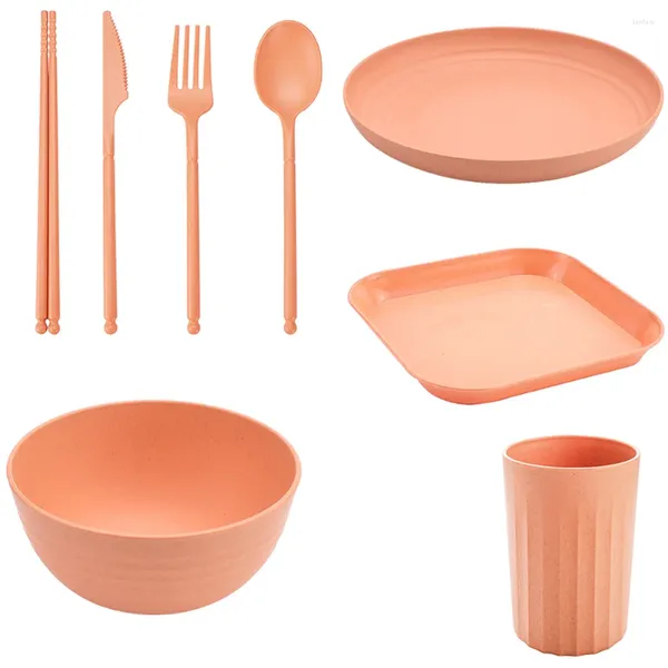 Stoviglie usa e getta Piatto da pranzo Piatto rettangolare Infrangibile Piatti adatti al microonde Posate Ristorante Kit Set di posate