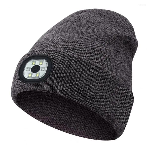 Berets Chapéu de inverno com luz LED recarregável à prova d'água iluminação de alto brilho para corrida noturna unissex