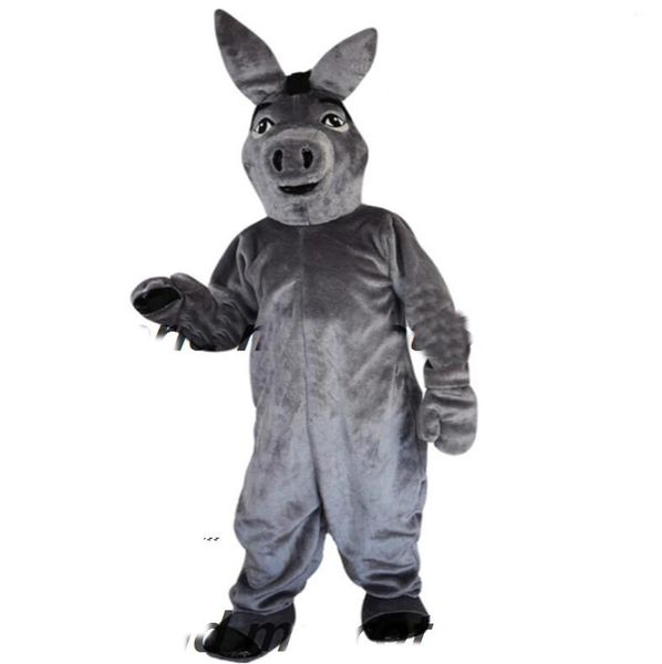 Novo adulto realista leve cinza burro mascote traje personalizado fantasia tema fantasia vestido