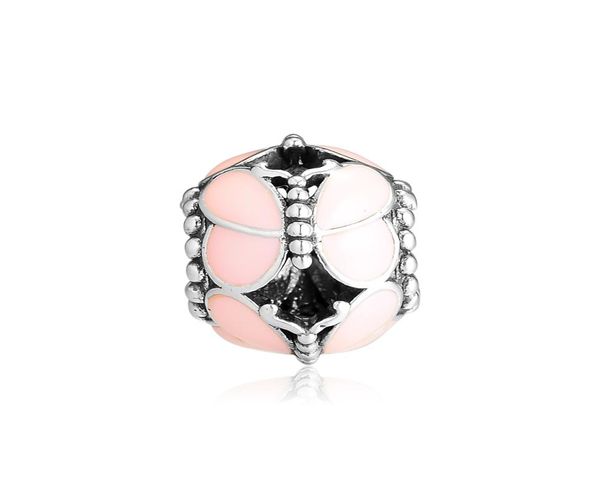 2019 Frühling 925 Sterling Silber Schmuck Rosa Schmetterlinge Charm Original Perlen Passend für Armbänder Halskette Für Frauen DIY Herstellung1359030