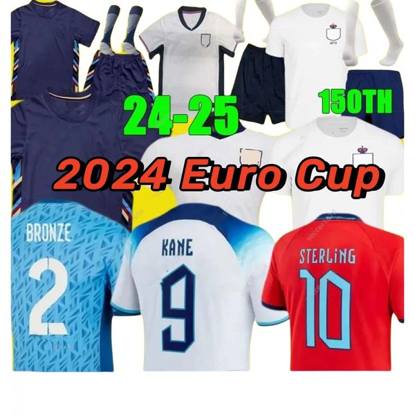 2024 Euro Cup Englands Home Jersey Bellingham Evden Futbol Formaları Pirinç Saka Foden Rashford Sterling Taşları Grealish Kane Erkek Çocuk Hayranları Oyuncu Futbol Gömlek
