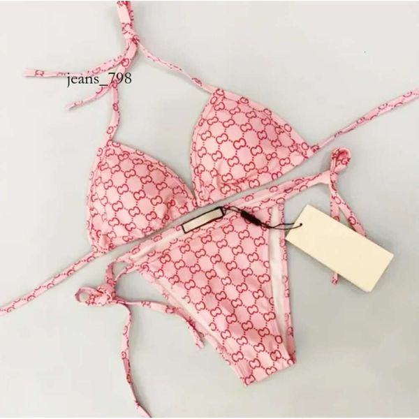 Cinturino da donna sexy trasparente gclies bikini estate gglies gu set costumi da bagno forma donna costumi da bagno costumi da bagno spiaggia donna ragazze rosa G lettera 39