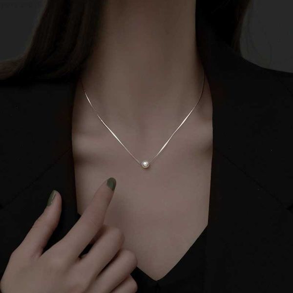 Novo conceito s925 prata esterlina pérola colar feminino minoria design simples ins corrente de clavícula francesa