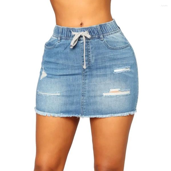 Saias moda feminina sexy bodycon mini elegante senhoras casual rua na moda denim curto feminino magro jeans vestido azul