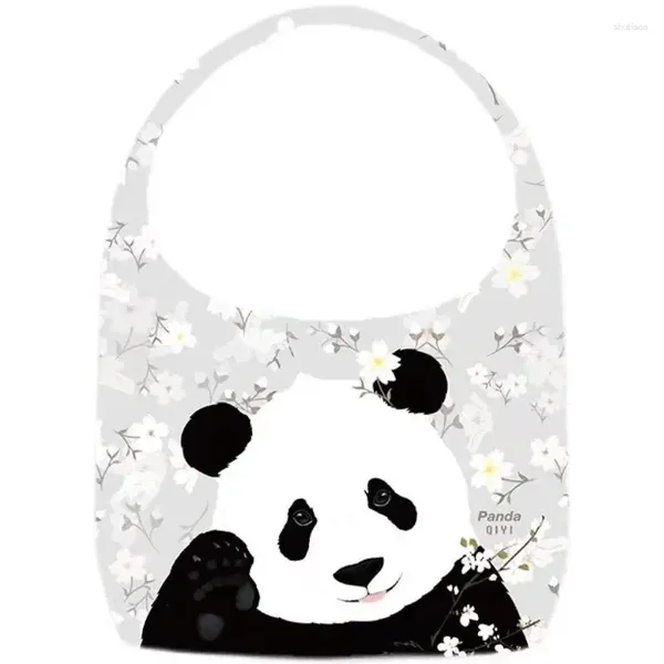 Sacos de cintura 2024 panda gigante original um ombro saco de lona bonito desenho animado de verão com pequenas flores e padrões de sarja