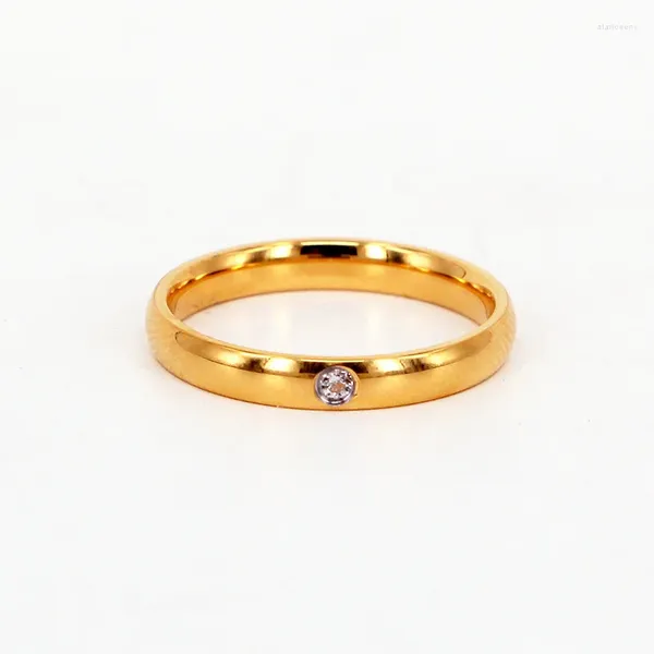 Обручальные кольца 2024, модное кольцо с кристаллами 3 мм, женское титановое стальное глянцевое кольцо для женщин, оптовая продажа ювелирных изделий