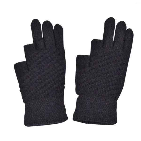 Велосипедные перчатки, зимние женские вязаные перчатки с сенсорным экраном, высокое качество, без пальцев, утолщенные, теплые, шерстяные, кашемировые, однотонные, мужские, деловая осень