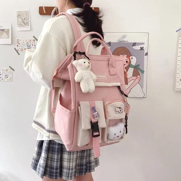 Sacos escolares mochila mulheres doces cor laptop mochilas bonito kawaii alta para adolescente japonês viagem camping