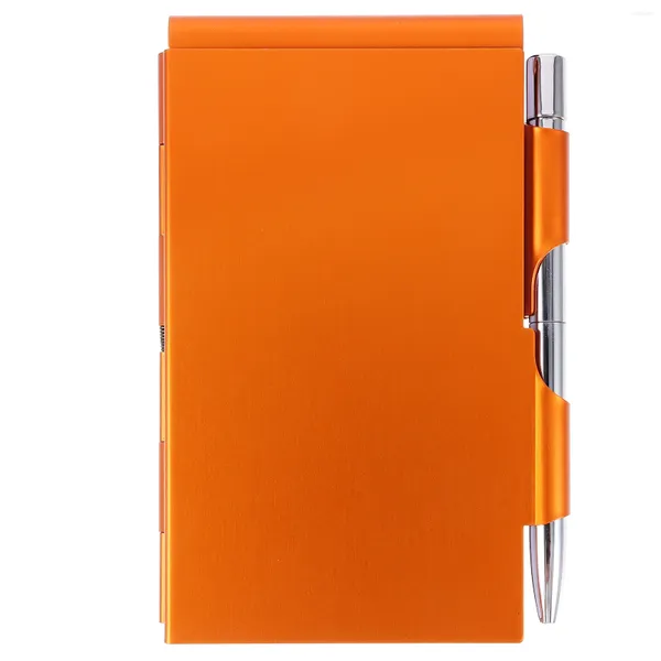 Clamshell-Notizbuch, stilvoller Metallhalter, mehrfarbig, Mini-Taschen-Notizblock, kleines Papier, tragbar, Büro, zerreißbar, mit Stift