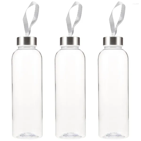 Wasserflaschen 3 Stück Kunststoff auslaufsichere Flasche Tragbare transparente Anti-Fall-Trinkflasche für Outdoor-Sportreisen (500 ml)