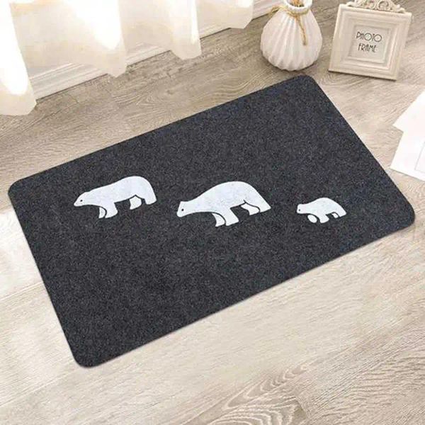 Tapetes Três Urso Capacho Corredor Porta de Entrada Tapete 40x60cm Vermelho Preto Fibra de Poliéster Impermeável Anti-Slip Sapatos Decorativos Tapetes Limpos