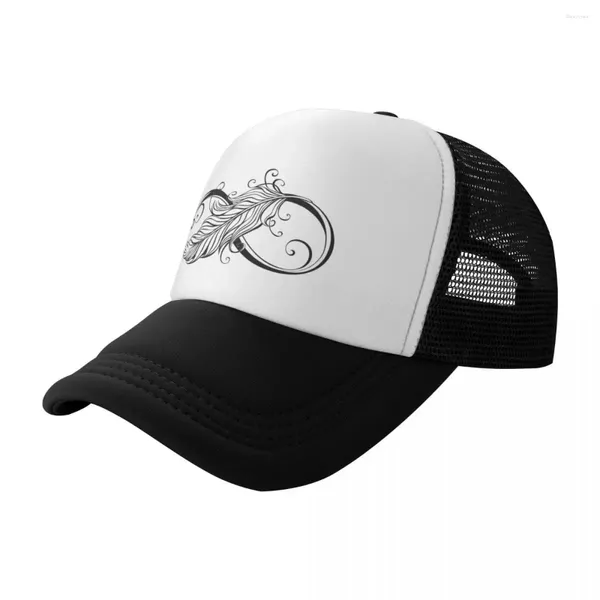 Ballkappen Infinity -Symbol mit Feather Baseball Cap Hats schwarze Frau Männer