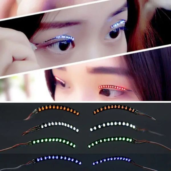 1 Paar Unisex LED leuchtende wasserdichte falsche Wimpern Halloween kreative handgemachte Augenlid leuchtende Wimpern für Party-Make-up 240222