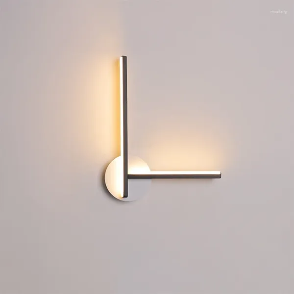 Lampada da parete Moderna Semplice LED Nero Bianco Creativo Acrilico Ferro Luce Corridoio Camera da letto Comodino Sfondo Sconce 220V