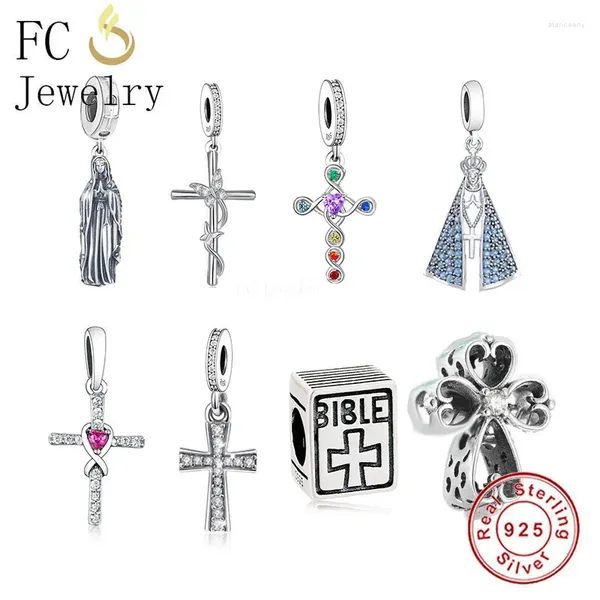 Pietre preziose sciolte FC Gioielli adatti al braccialetto originale Pan Charms Argento 925 Fede Bibbia Farfalla Croce Perlina per realizzare donne Christian Berloque