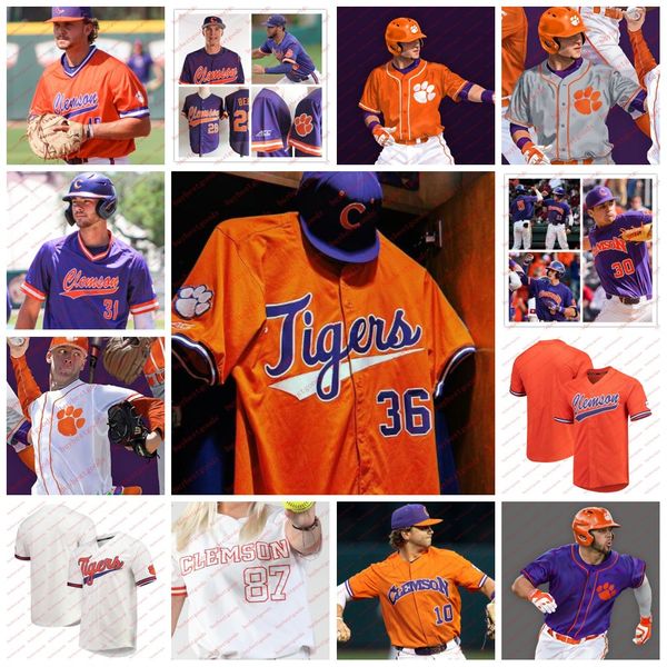 Изготовленное на заказ бейсбольное джерси Clemson Tigers, вышитое имя и номер, молодежные размеры