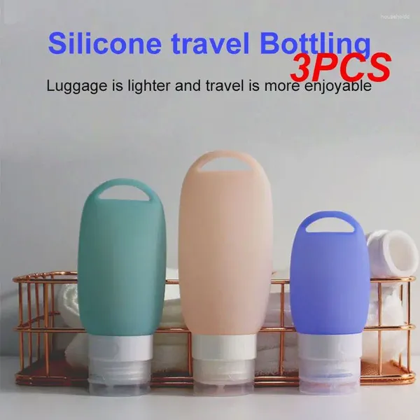 Garrafas de armazenamento 3 PCS Silicone Hand Sanitizer Travel Dispensando Garrafa Recarregável Shampoo Recipiente Maquiagem Cuidados com a Pele Líquido