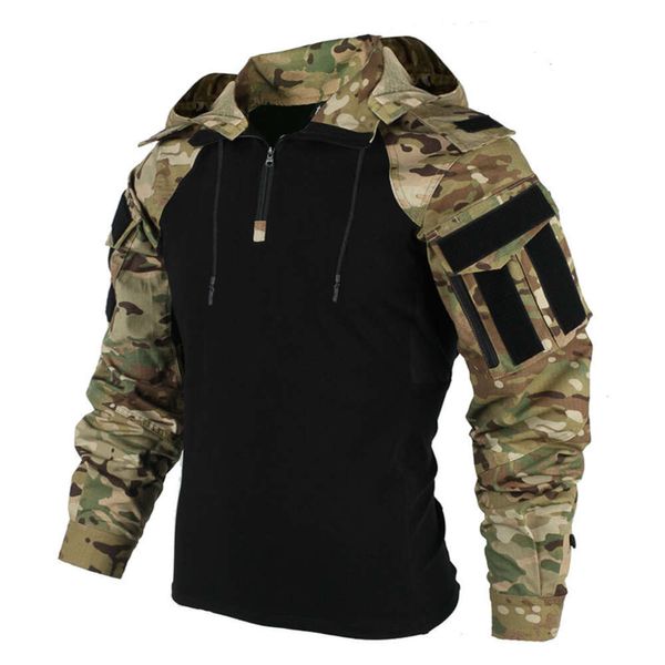Felpa con cappuccio US Army CP Camouflage Multicam T-shirt da combattimento militare Camicia tattica da uomo Airsoft Paintball Abbigliamento da caccia da campeggio