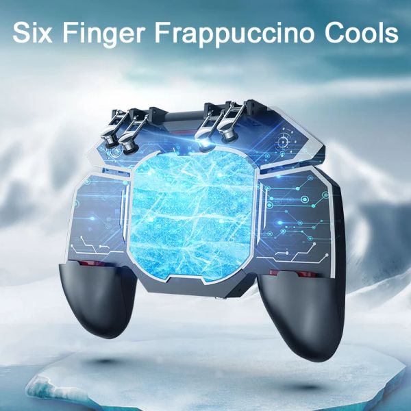 Gamepads Universal Deluxe Phone Cooler Fan Controller Grip Ergonomic 6 Finger Trigger Gamepads для Android iPhone Dropship