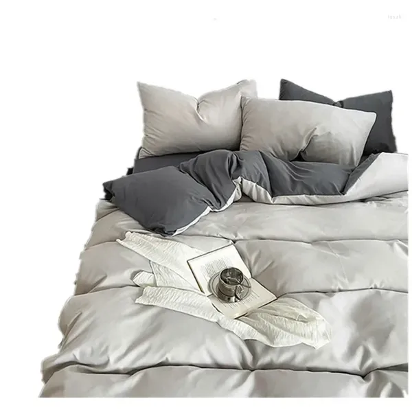 Set di biancheria da letto Solid 4 pezzi Copripiumini Lenzuola e federe Sabanas De Algodon Para Cama