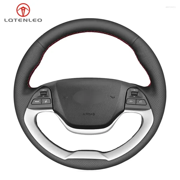 Coprivolante LQTENLEO Copertura auto fai da te in pelle artificiale nera per Kia Morning 2011-2024 Picanto Ray EV 2012-2024