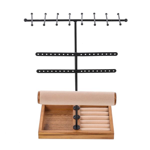 Rückenschmuck Display Ständer Retro -Ohrringholz -Holzarmband Organizer Vintage Halter Lagern Rack Rack