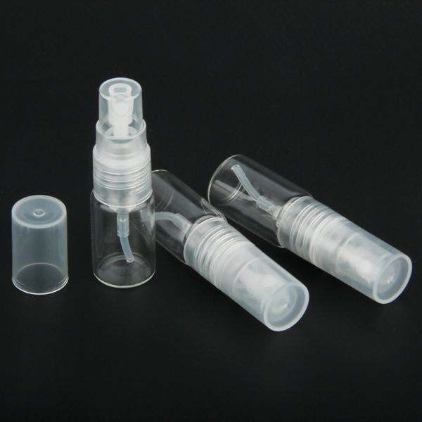Atacado 2ml 3ml mini portátil vazio amostra de vidro transparente frasco de spray de perfume para embalagens de viagem
