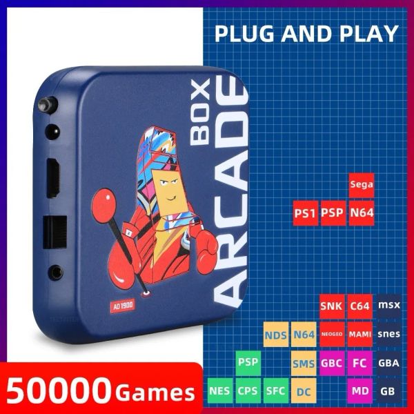 Consoles Arcade Game Box Home Video Game Console para PS1 / NDS / N64 Builtin 50 Emulador Retro 50000 Jogos Super 4K HD TV Game Stick Console