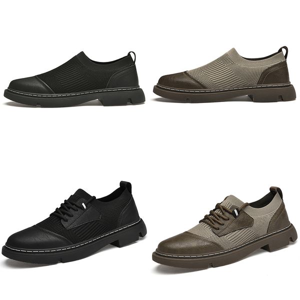 Frühling neue Freizeitschuhe Herren schwarz braun grau Business-Schuhe trendige Lederschuhe Stoffnähte Slip-on vielseitige Schuhe atmungsaktiv GAI