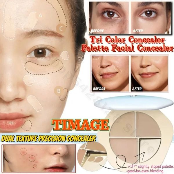 TIMAGE Corretivo de três cores cobre manchas marcas de acne rasgo dobras nasolabiais e olheiras sob os olhos 240219