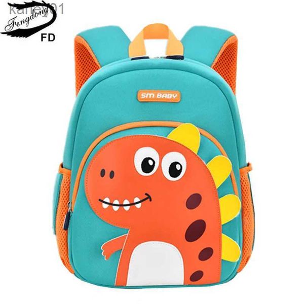 Backpacks fengdong anti-lost çocuk erkek kızlar için okul çantaları sevimli 3d karikatür dinozor bebek okulu sırt çantası küçük anaokulu sırt çantası yq240226