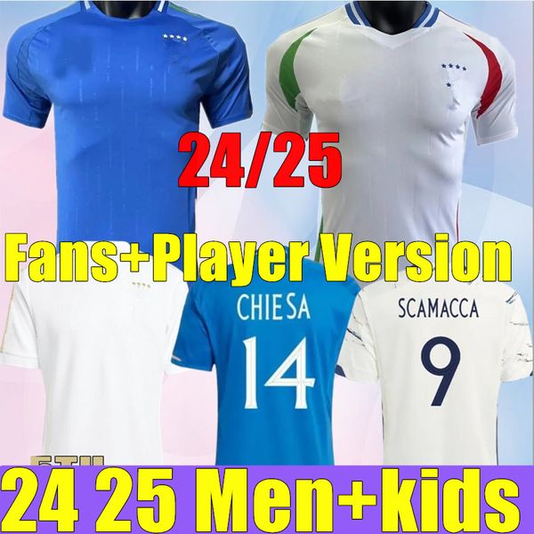 2024 Italiens 125 Jahre Jubiläums-Fußballtrikots Spielerversion Maglie Da Calcio TOTTI VERRATTI CHIESA Italia 23 24 Fußballtrikots Herrenset Kinderset Uniform 32