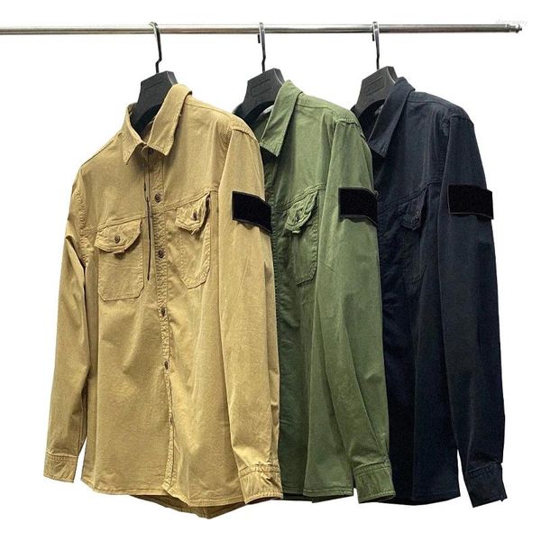 Männer Casual Shirts Frühling Und Herbst Schwerindustrie Arbeitskleidung Tasche Baumwolle Hemd Jacke Hochwertige Funktionelle Stil Top 2024