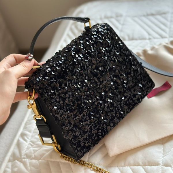 borsa a tracolla da donna con paillettes scintillanti borse a tracolla firmate con paillettes scintillanti borse a tracolla in pelle bling borse di lusso catena d'oro borse a tracolla da donna con scatola