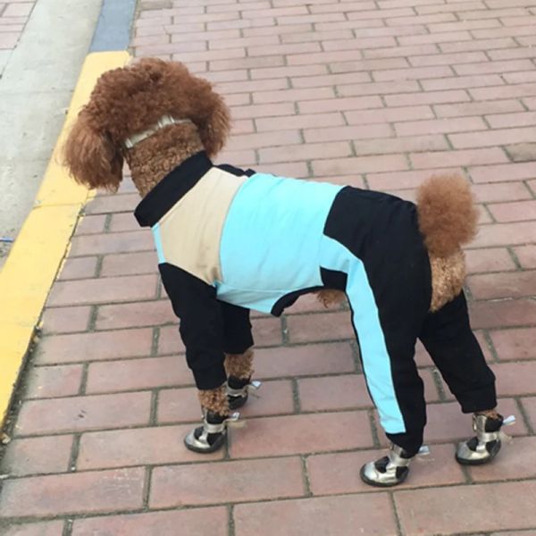 Macacão de cachorro de estimação macacão fino 100% algodão roupas de filhote de cachorro azul preto emenda macacão manga longa pijamas para cães pequenos poodle moletom