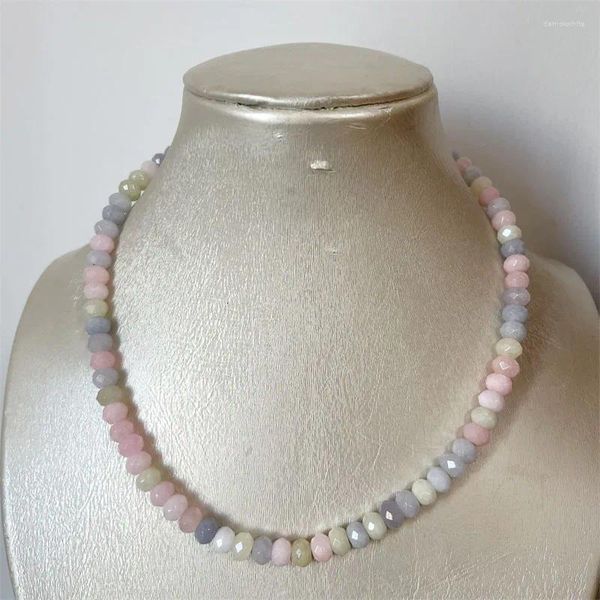 Ciondoli 5 8MM Collana in pietra morganite sfaccettata Potere Gioielli naturali Assistenza sanitaria Protezione delle pietre preziose Guarigione Yoga 40/45/50 / 55CM