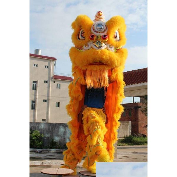 Maskot Kostümleri Yüksek Kaliteli Pur Aslan Dans Kostümü Saf Yün Güney ADT Boyutu Çin Halk Damlası Giyim Kostümleri Otom