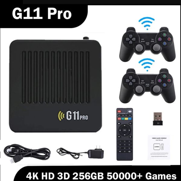 Консоли G11 Pro Консоль для видеоигр Двухсистемная ТВ-приставка Игровая консоль 64G/128G/256G Выход 4K Встроенный 60000 игр для Android 9.0