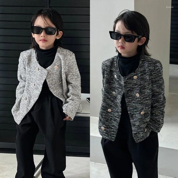 Jaquetas meninos blazer moda preto branco retalhos casaco para crianças outono meninas roupas 2 a 13 y jaqueta adolescente casual o-pescoço criança outerwear