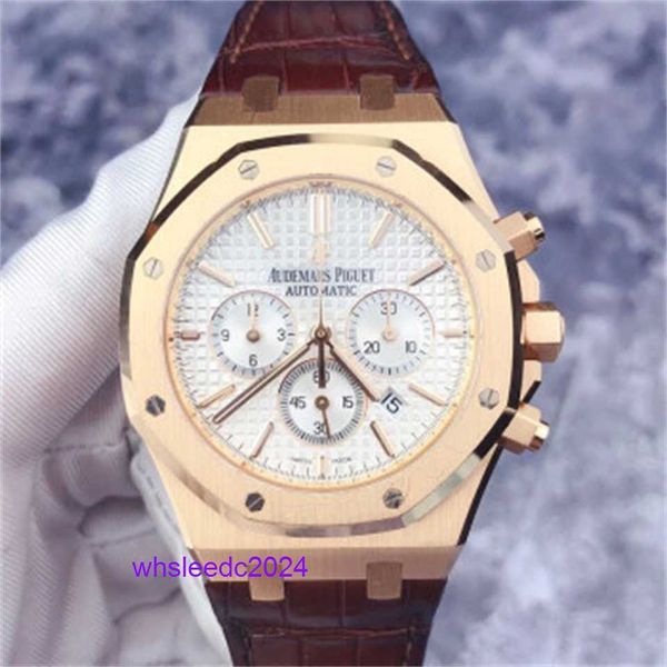 Schweizer mechanische Uhren Audemar Pigue Epic Royal Oak Serie 26320or Weiße Scheibe 18 Karat Roségold Material Herrenuhr Automatische mechanische Gürteluhr HB I9O9