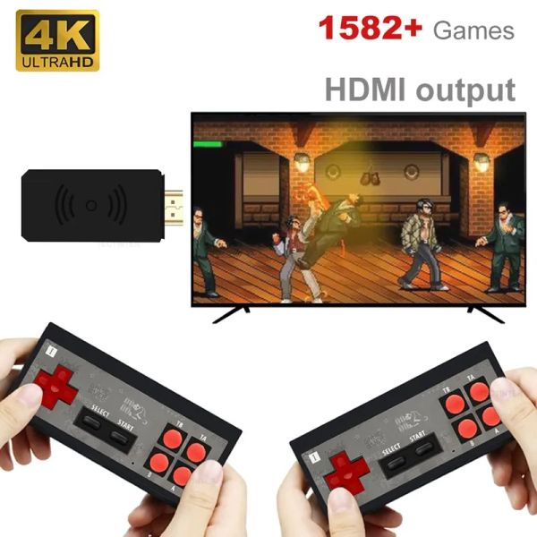 Oyuncular USB Kablosuz Elde Taş Tv Video Oyunu Konsolu 1880 Classic 8 Bit Oyun Mini Konsolu Çift Gamepad HDMicompatible Çıktı