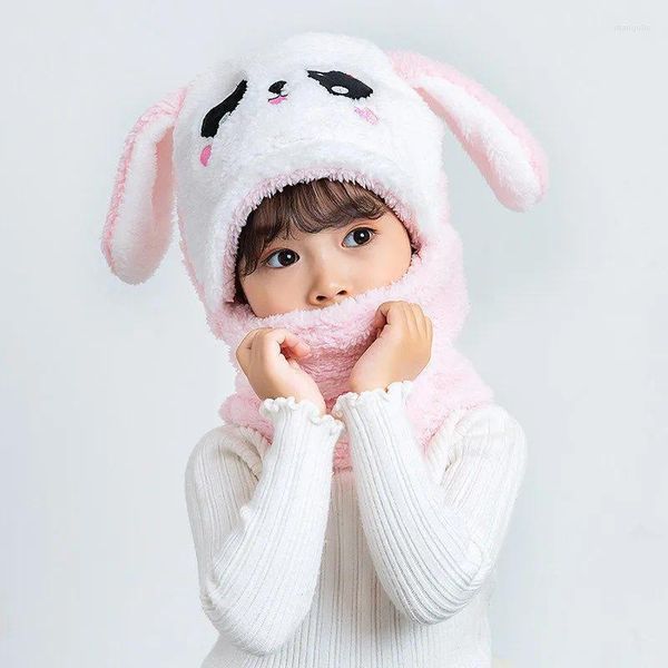 Berets gorros inverno pelúcia bebê chapéu panda dos desenhos animados crianças crânios outono veludo crianças cabeça capa meninos meninas com capuz boné