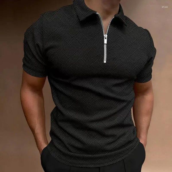 Polo da uomo 2024 Uomo Estate Moda di alta qualità Tinta unita Polo Casual Manica corta Risvolto Mezza cerniera Design Tendenza Clothin