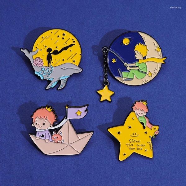 Broches de desenhos animados, céu estrelado, esmalte, estrela, lua, joias, geométrico, engraçado, criatividade, lapela, crachá para mochila, roupas