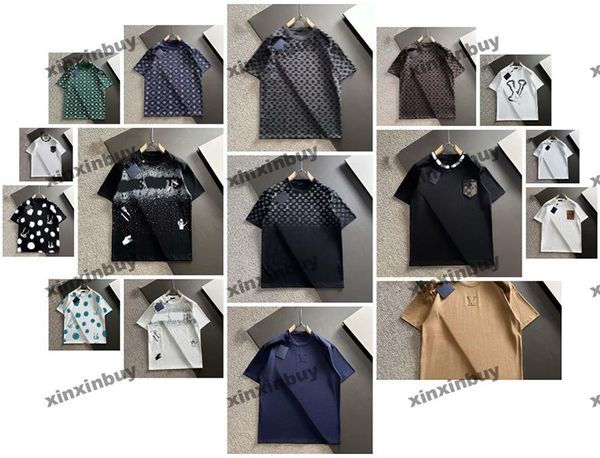 xinxinbuy erkekler tasarımcı tee t shirt 2024 kamuflaj mektubu nakış 1854 kısa kollu pamuklu kadınlar mavi siyah beyaz yeşil khaki m-2xl